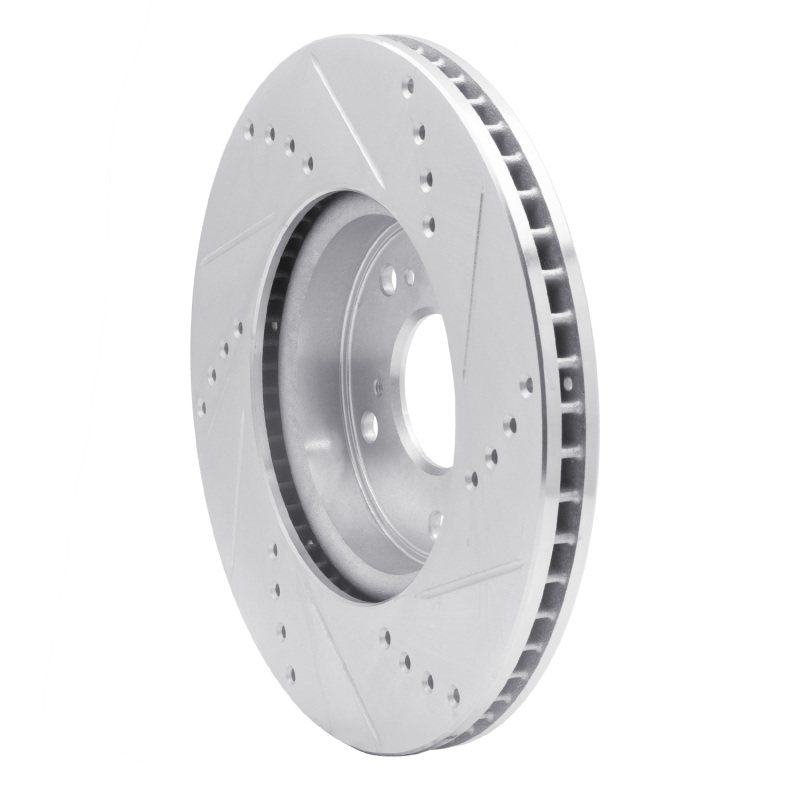 Honda Accord Sedan Brake Rotor (1) - Front Left - R1 Concepts - Drilled & Slotted - Silver - `13-`22